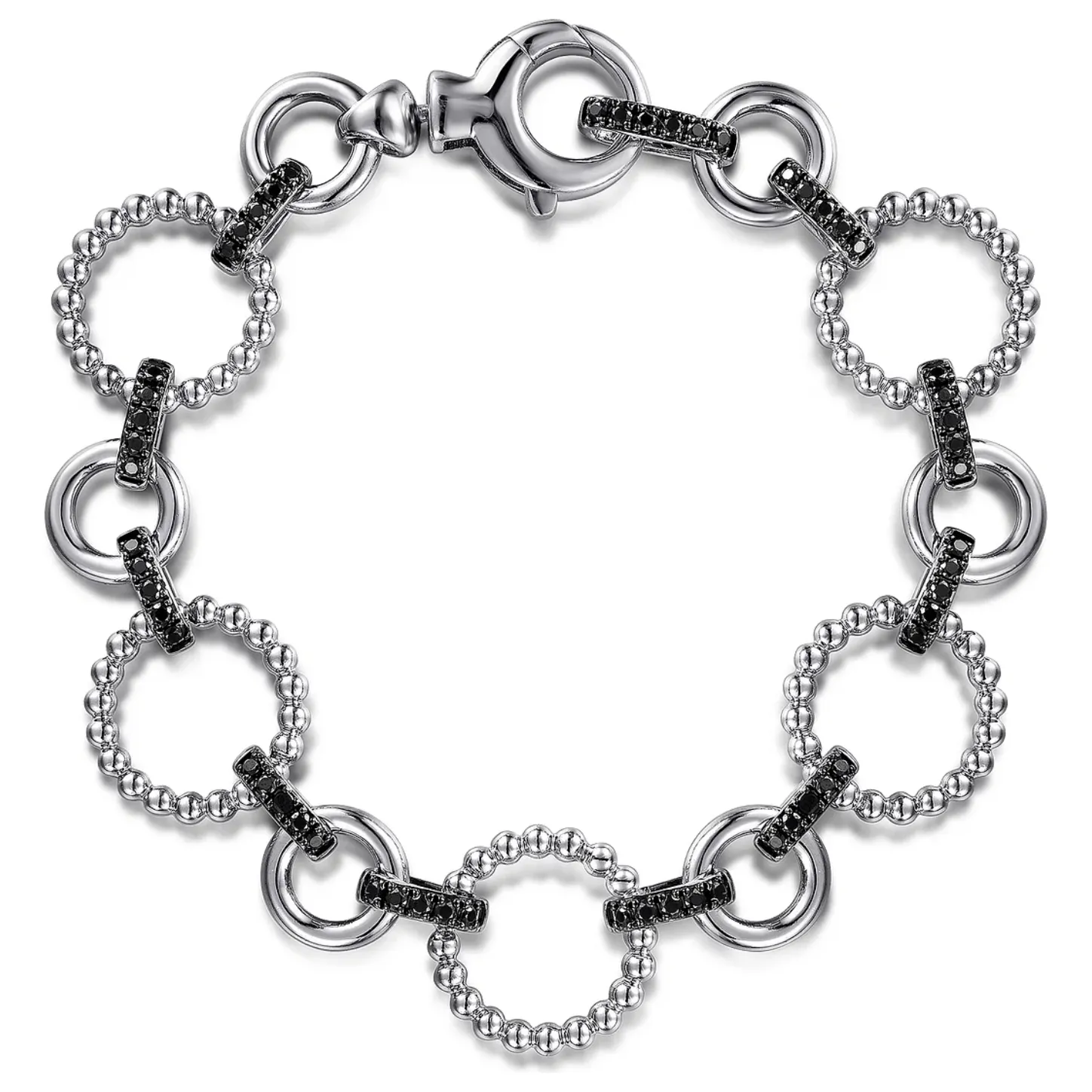 Gabriel Sterling Silver Black Spinel Bujukan Link Tennis Bracelet