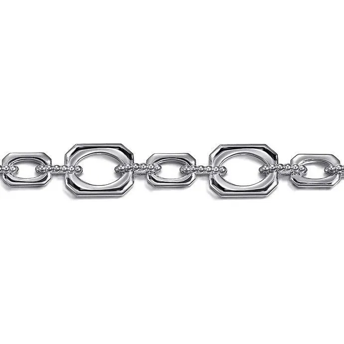 Gabriel Sterling Silver Bujukan And Elongated Octagon Link Chain Bracelet