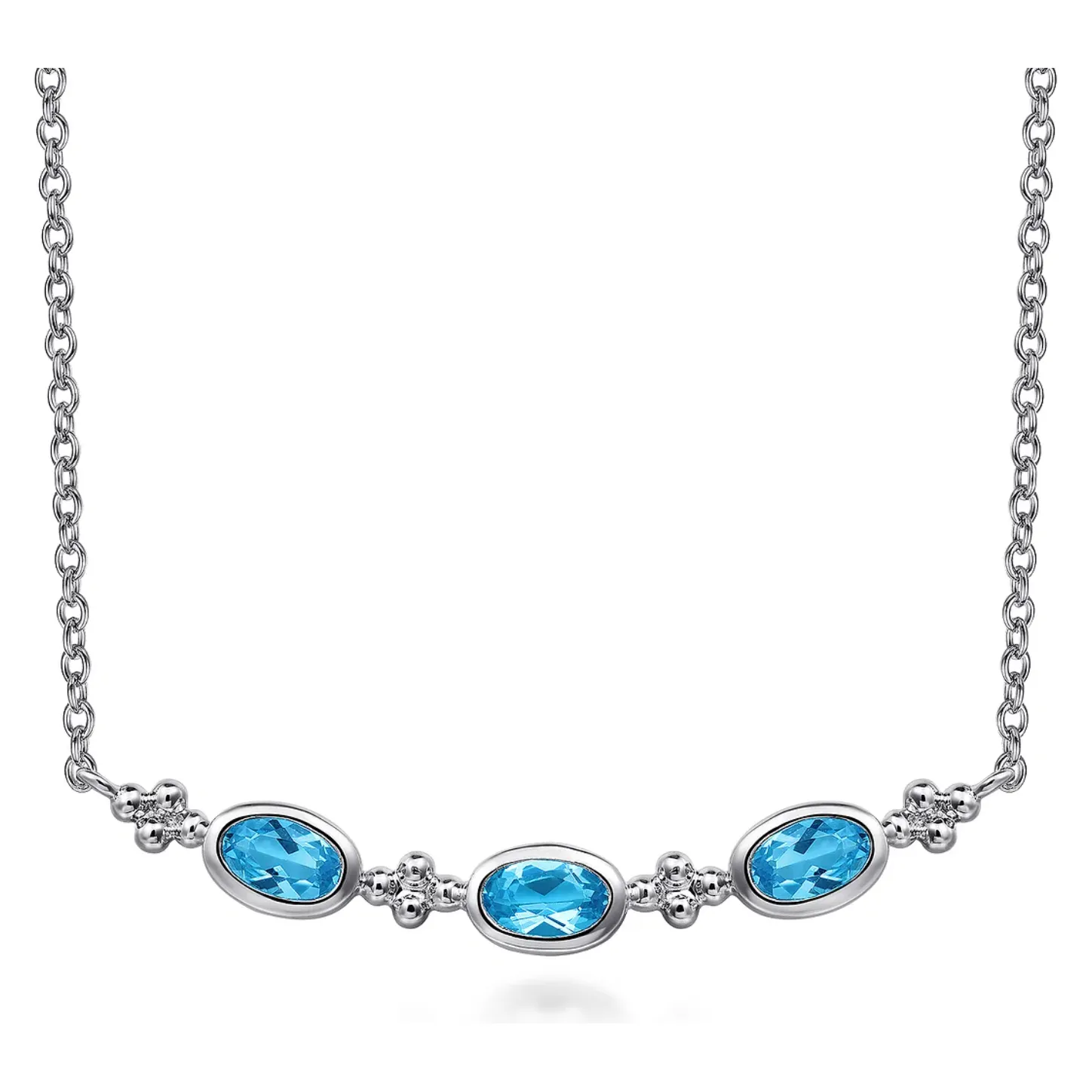 Gabriel Sterling Silver Bujukan Blue Topaz Bar Necklace