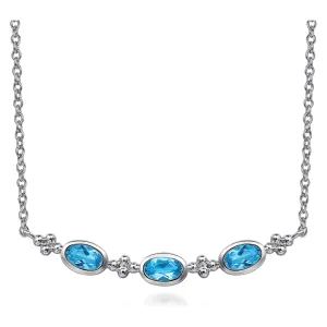 Gabriel Sterling Silver Bujukan Blue Topaz Bar Necklace