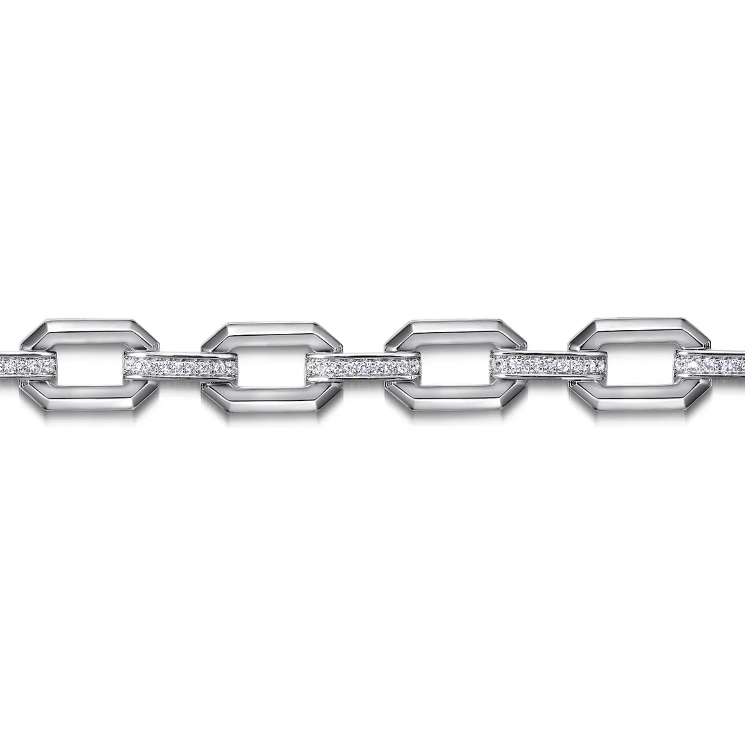 Gabriel Sterling Silver White Sapphire Link Chain Tennis Bracelet