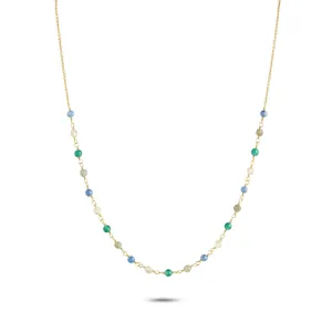 Gem Candy Confidence 18K Gold Plated Necklace w. Kyanite, Laboradorite, Agate & Citrin