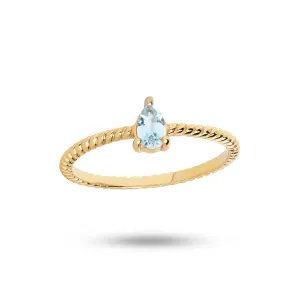 Gem Candy twisted Oval Blue 18K Gold Plated Ring w. Topaz