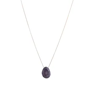 Glass Oval 18K Gold, Whitegold or Rosegold Necklace w. Crystal