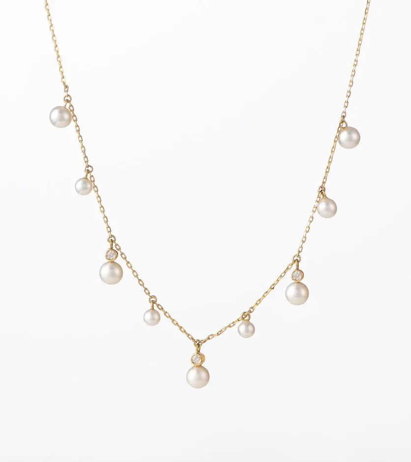 Glimmer Shaker 18K Gold Choker w. Diamonds & Pearls