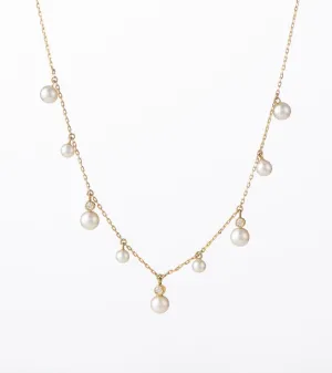 Glimmer Shaker 18K Gold Choker w. Diamonds & Pearls