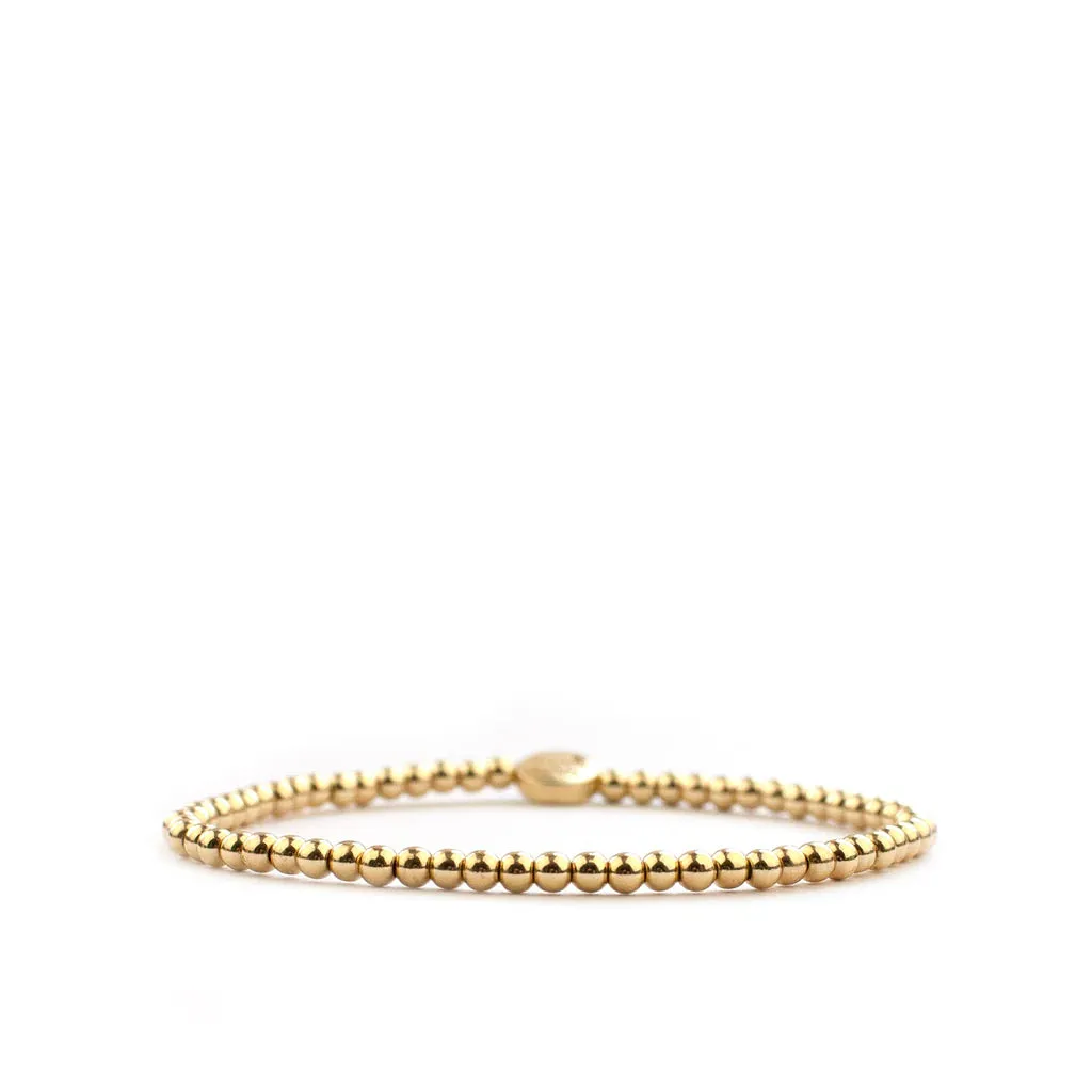 Gold 3 mm Brass Ball Beaded Bracelet