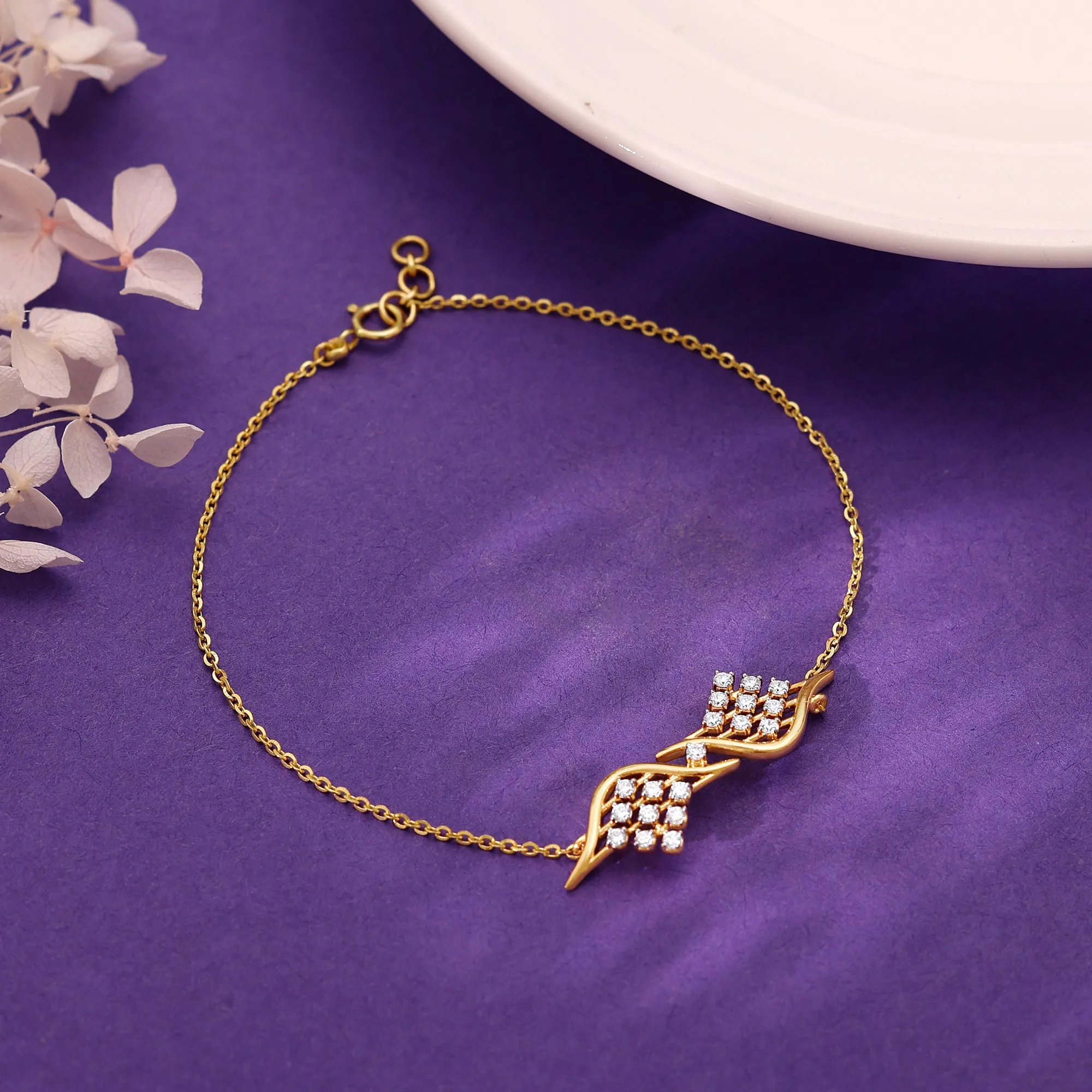 Gold Charming Twist Diamond Bracelet Giva
