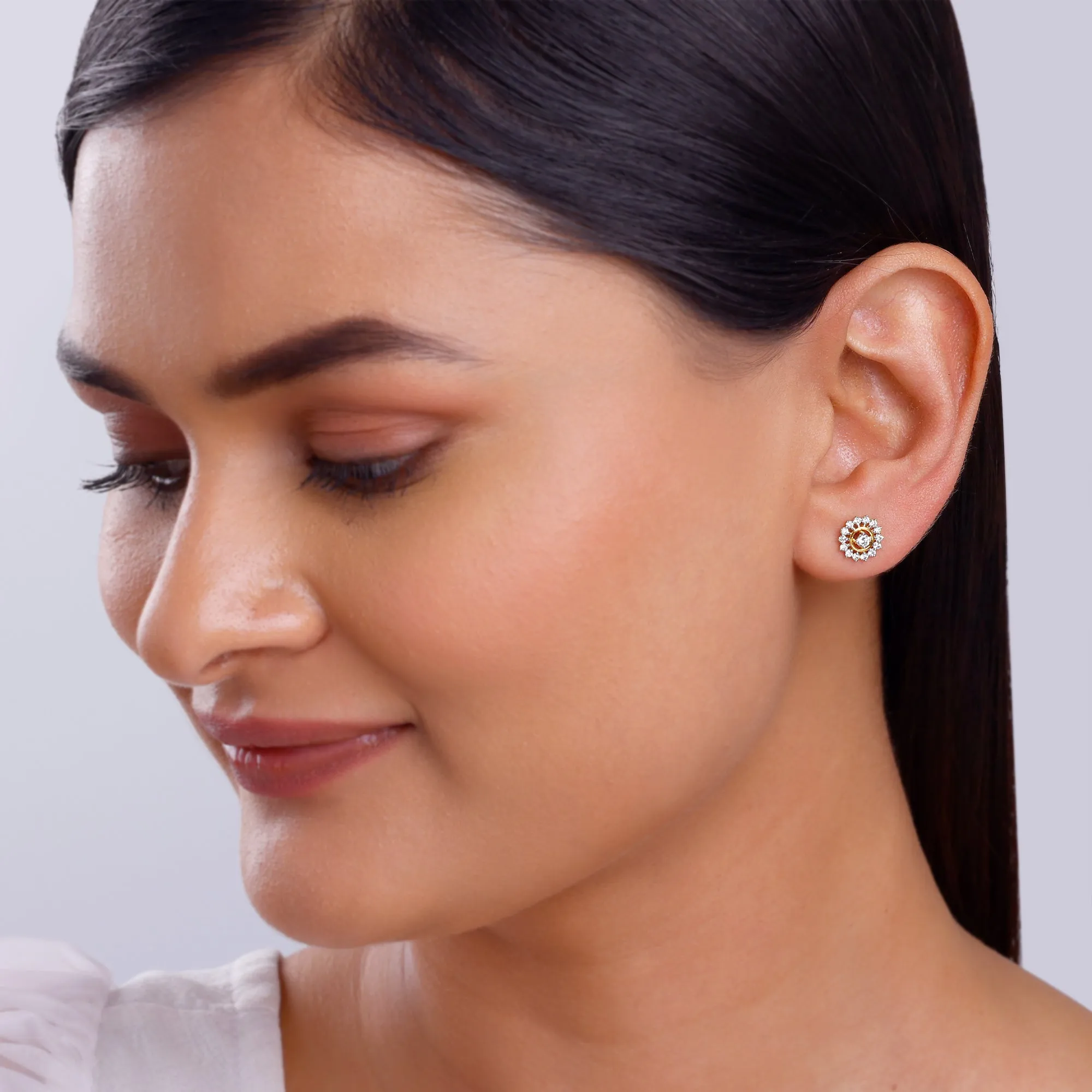 Gold Flower Power Diamond Stud Earrings Giva