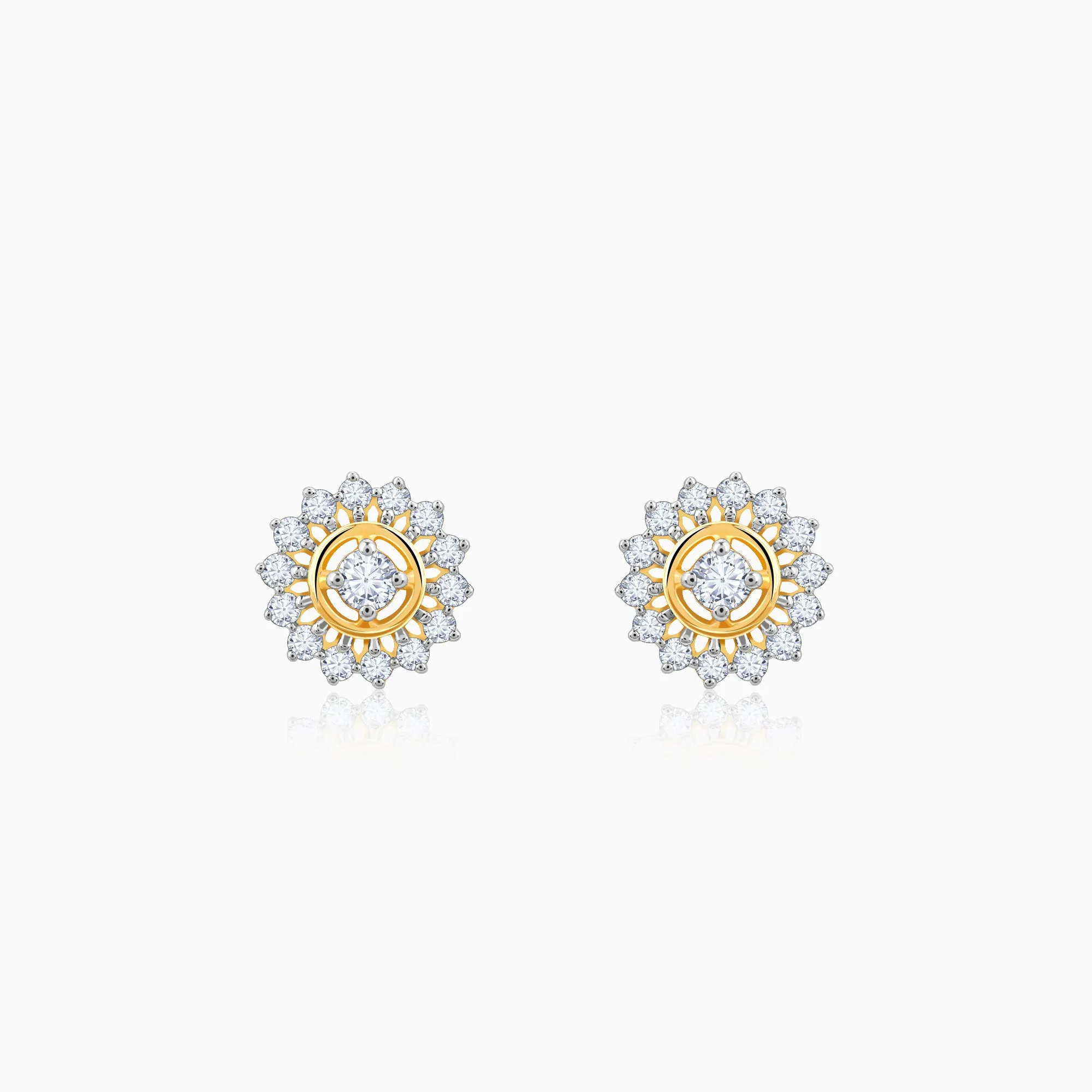Gold Flower Power Diamond Stud Earrings Giva