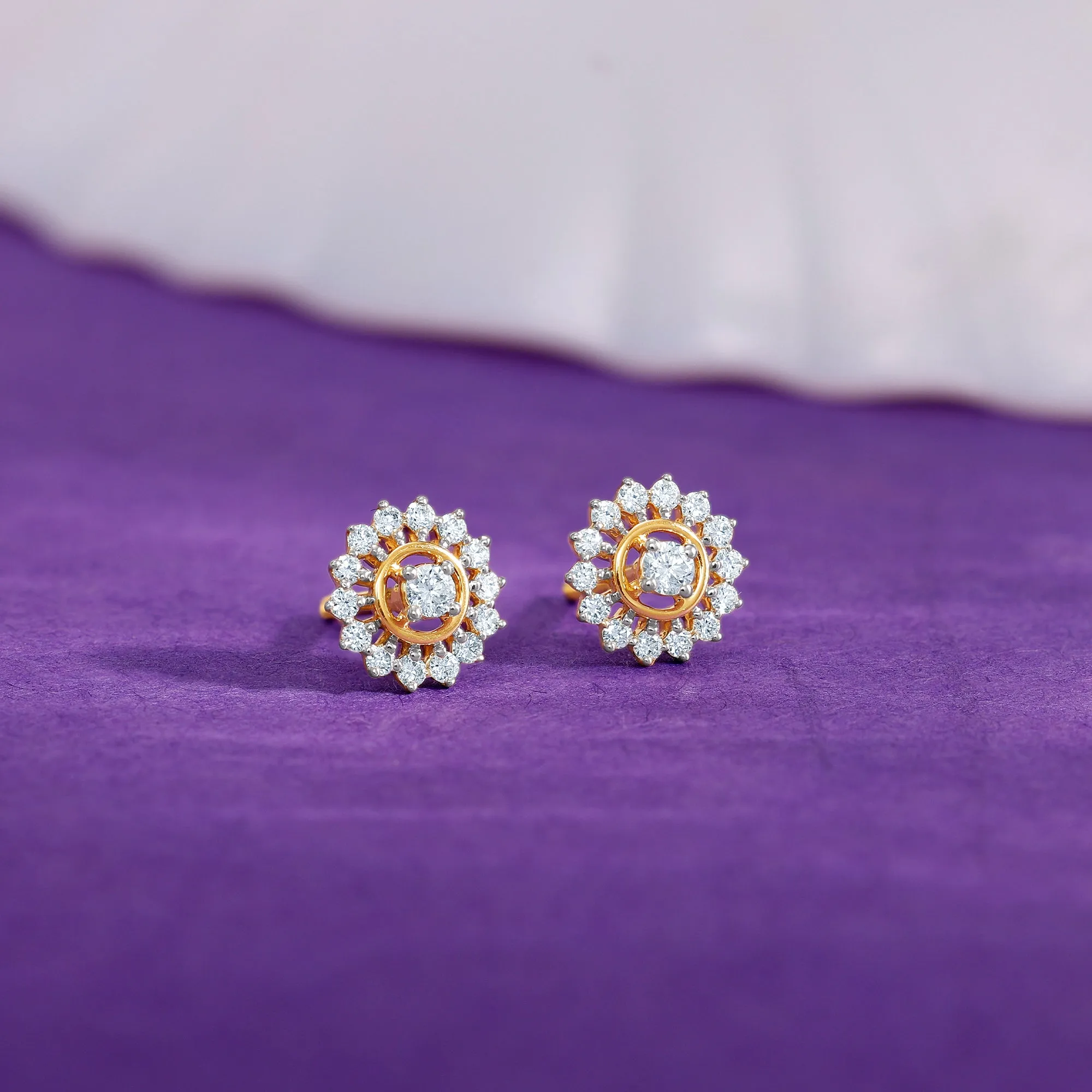 Gold Flower Power Diamond Stud Earrings Giva