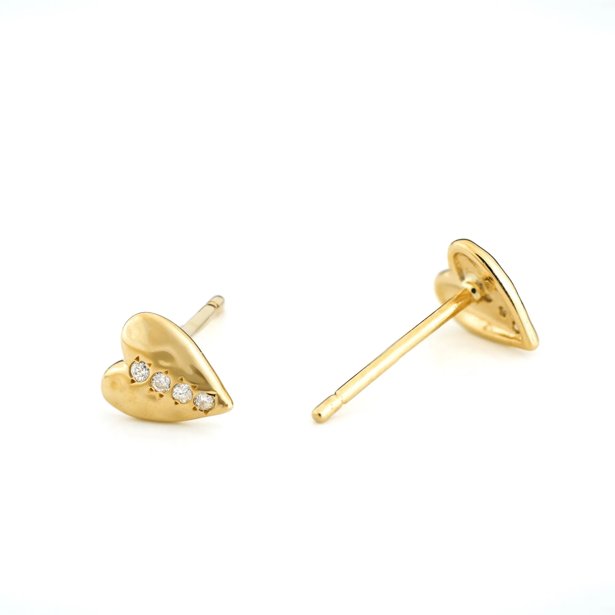 Gold Heart ♡ Diamond Studs