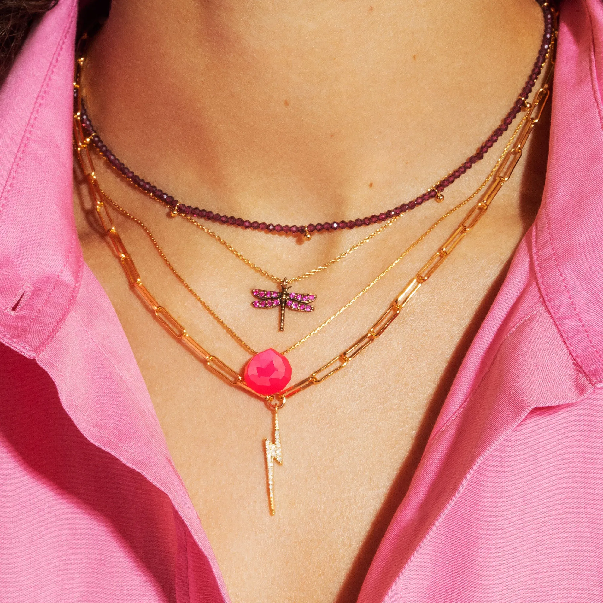 Gold Plated Necklace w. Amethyst