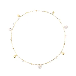 Gold Plated Necklace w. Pearls