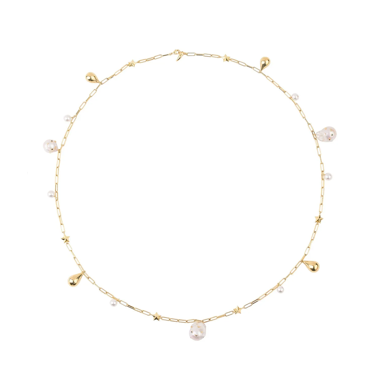 Gold Plated Necklace w. Pearls