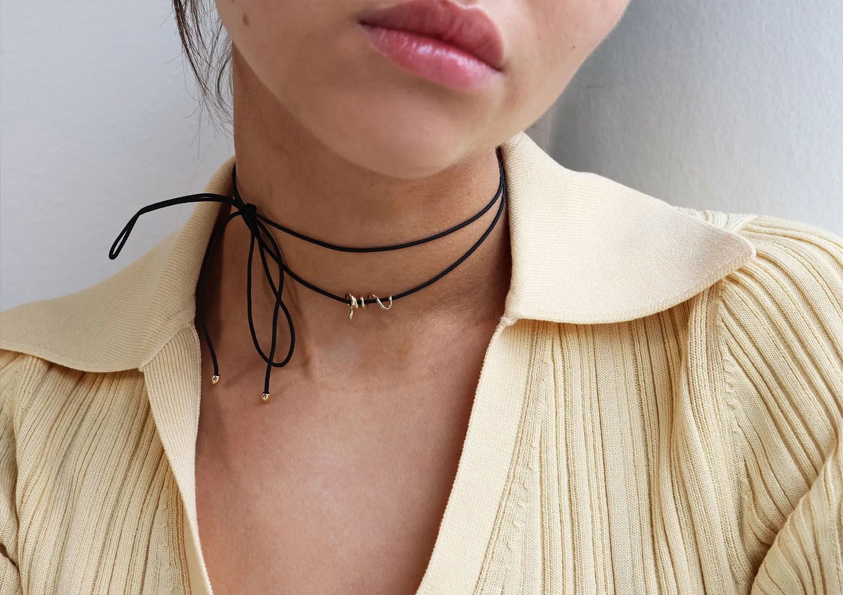 Gold Spiral Cord 14K Whitegold Cord Necklace