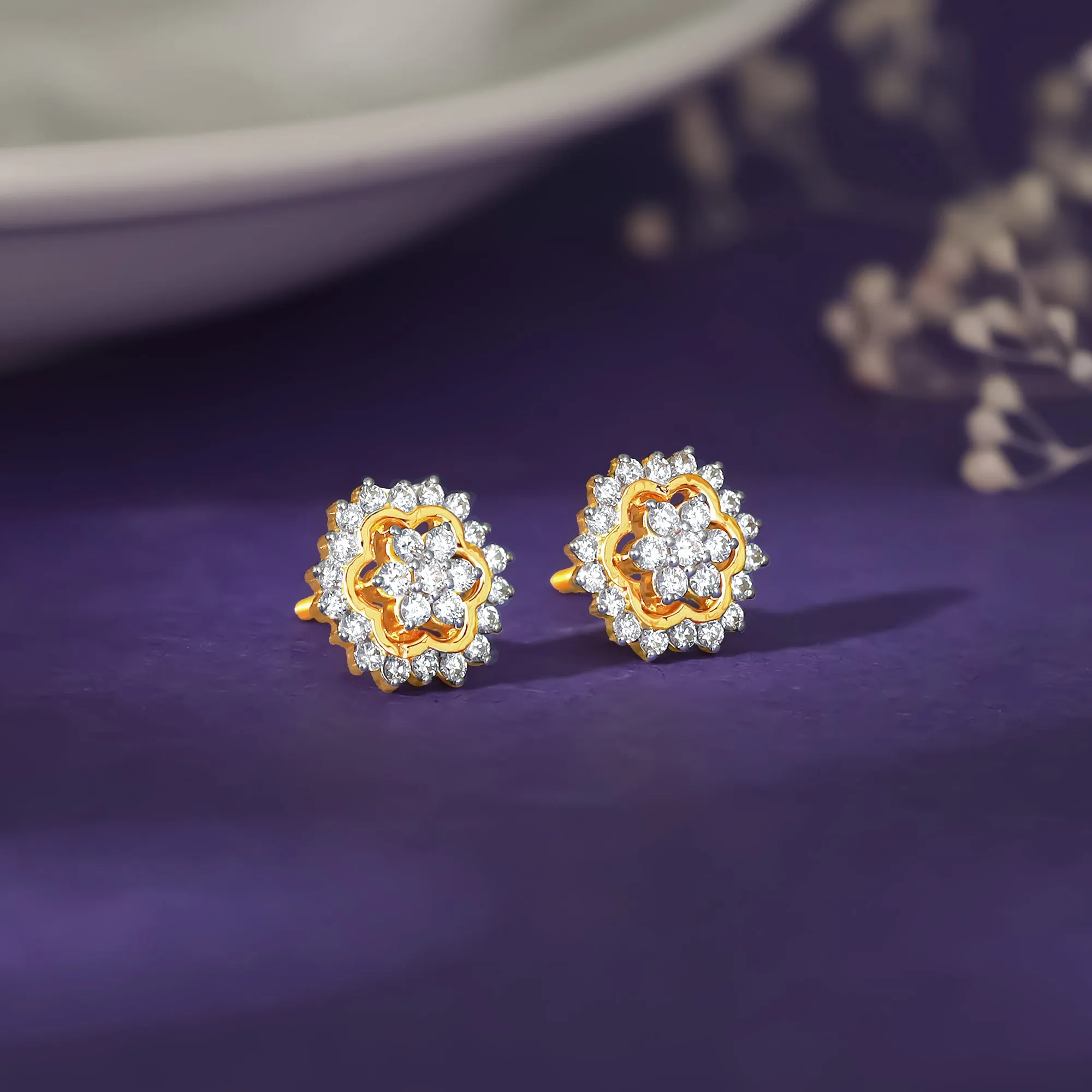 Gold Spring Diamond Studs Giva