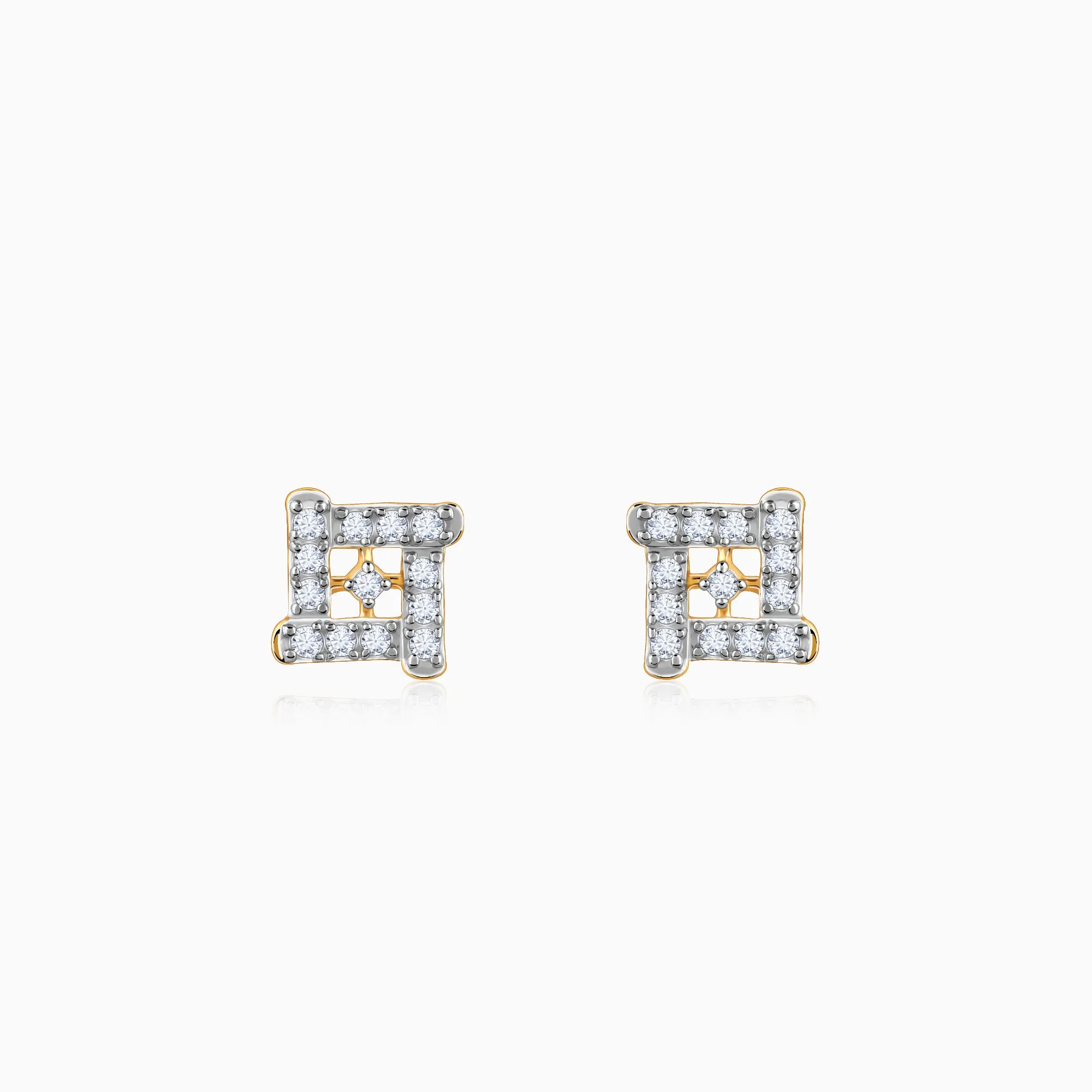 Gold Square Sensation Diamond Studs Giva