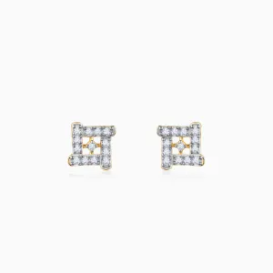 Gold Square Sensation Diamond Studs Giva