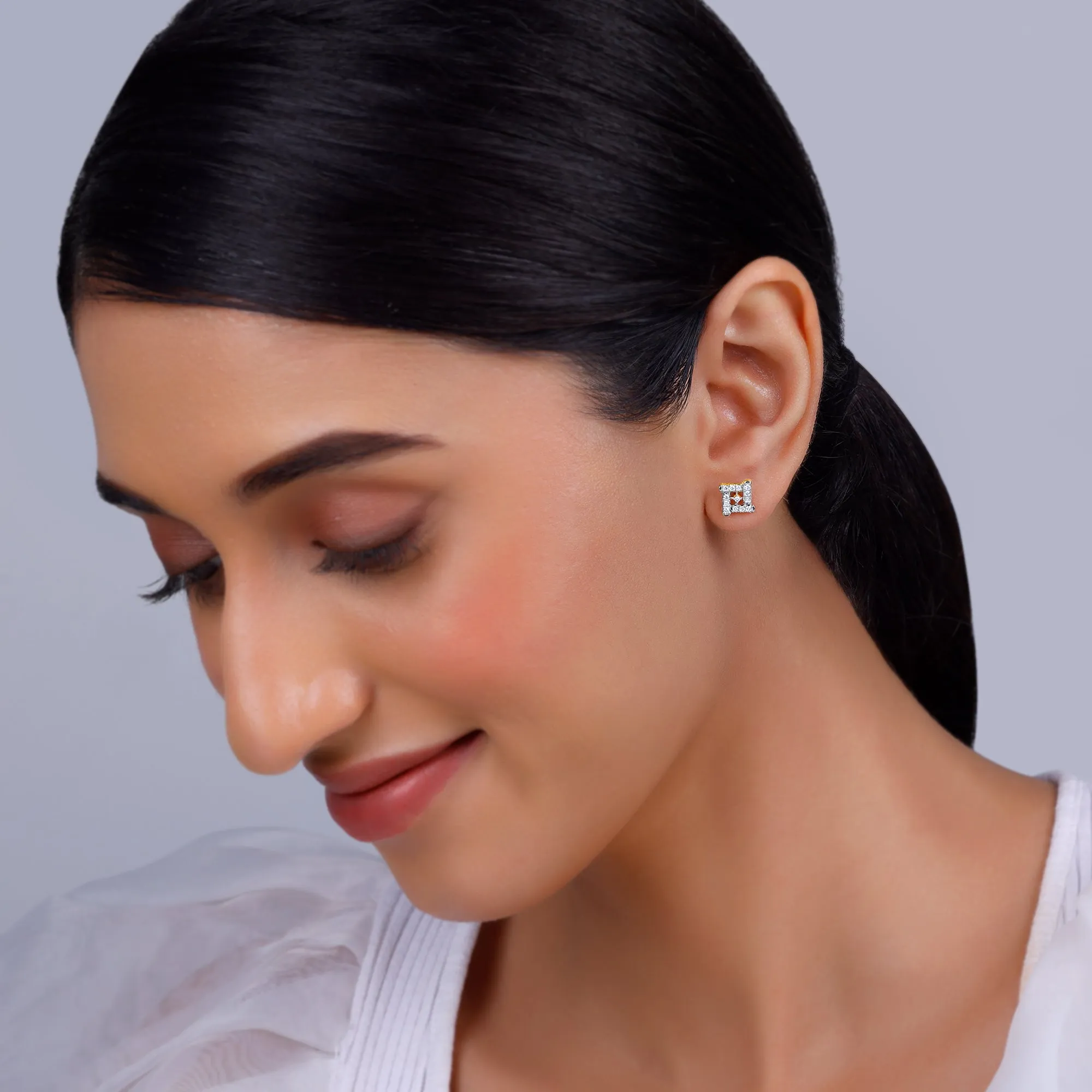 Gold Square Sensation Diamond Studs Giva