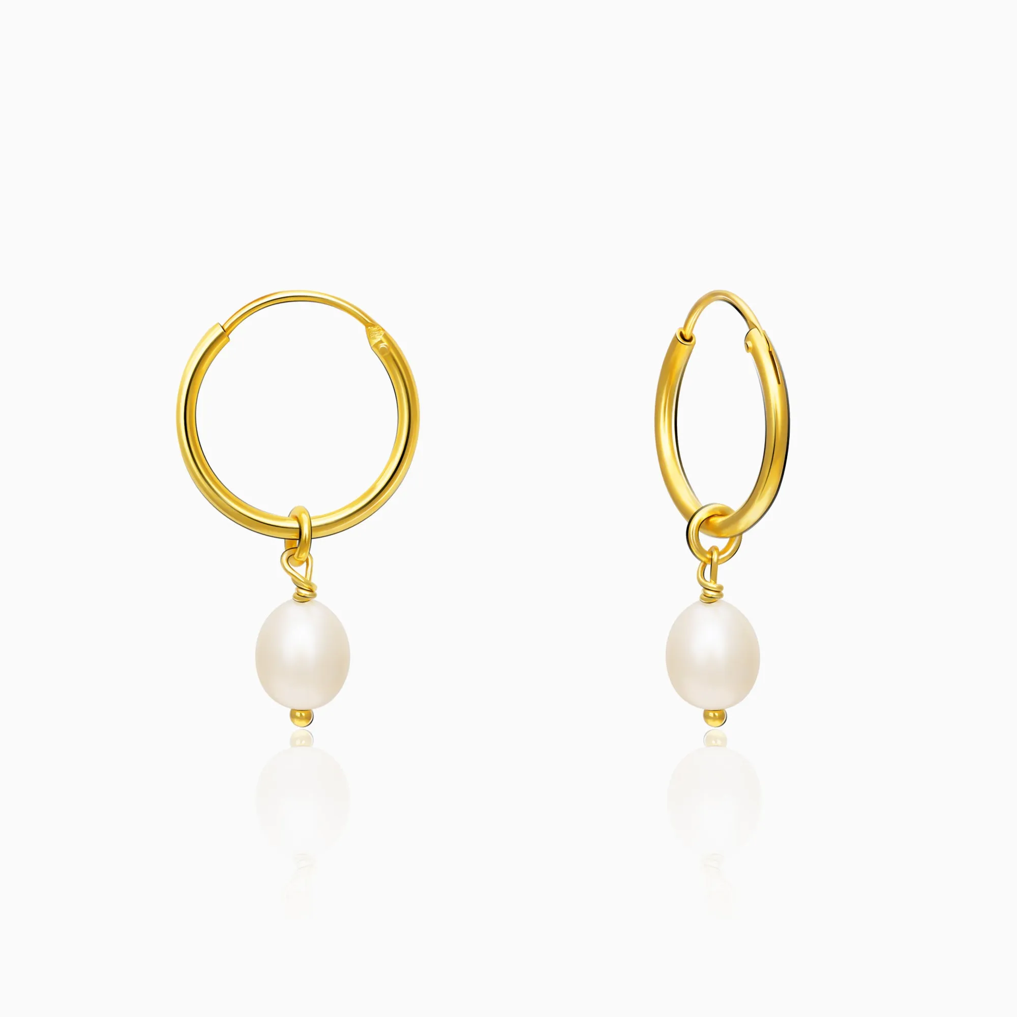 Golden Pearl Drop Hoops Giva