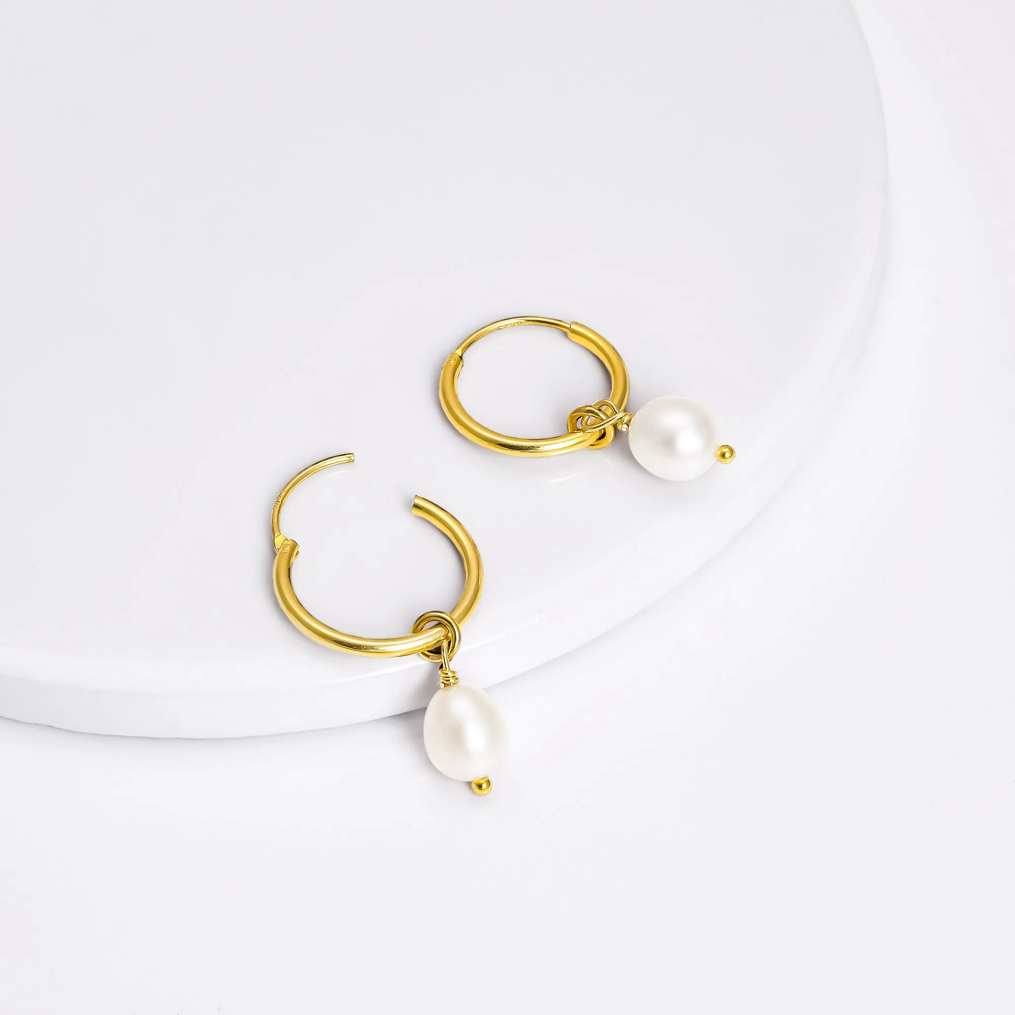 Golden Pearl Drop Hoops Giva