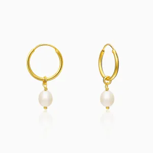 Golden Pearl Drop Hoops Giva