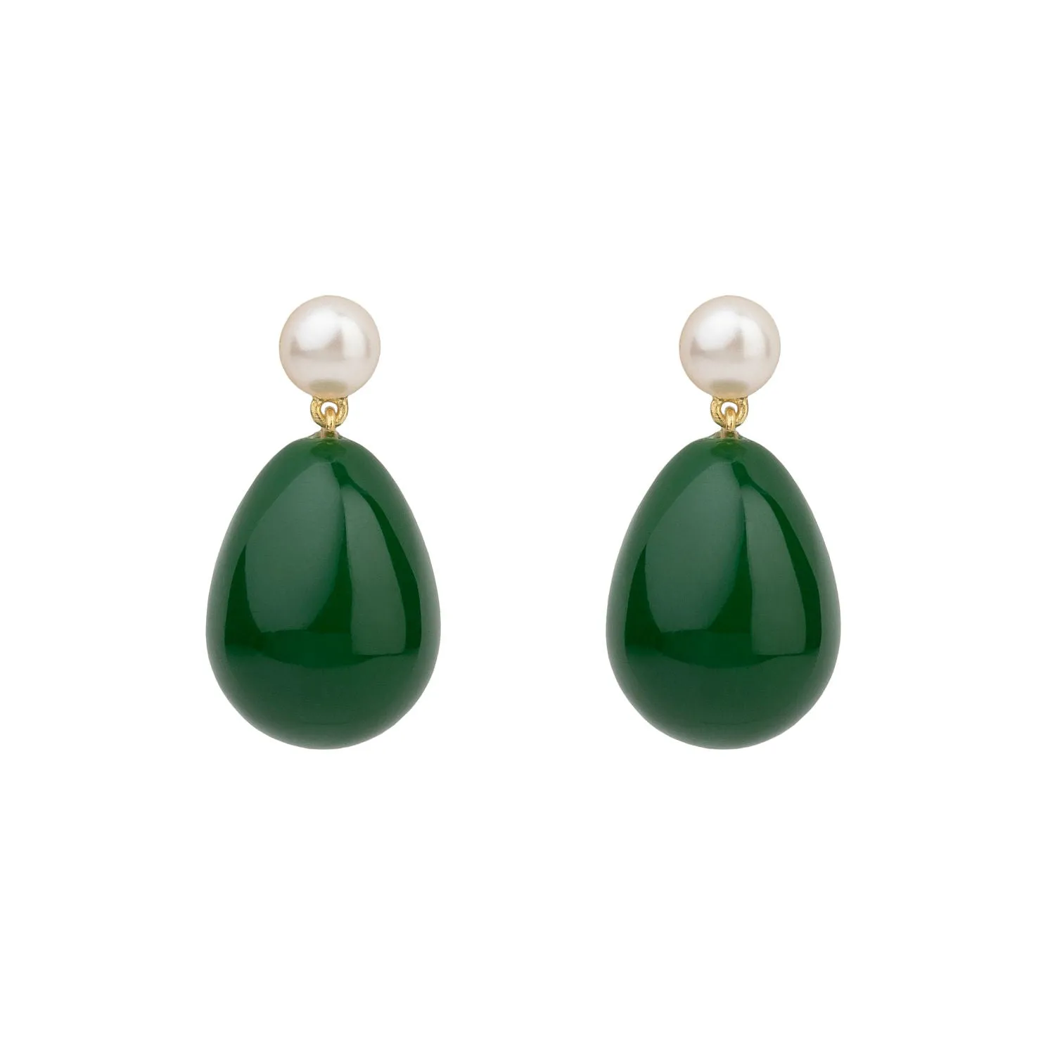 Green Mini Drop Gold Plated Earrings