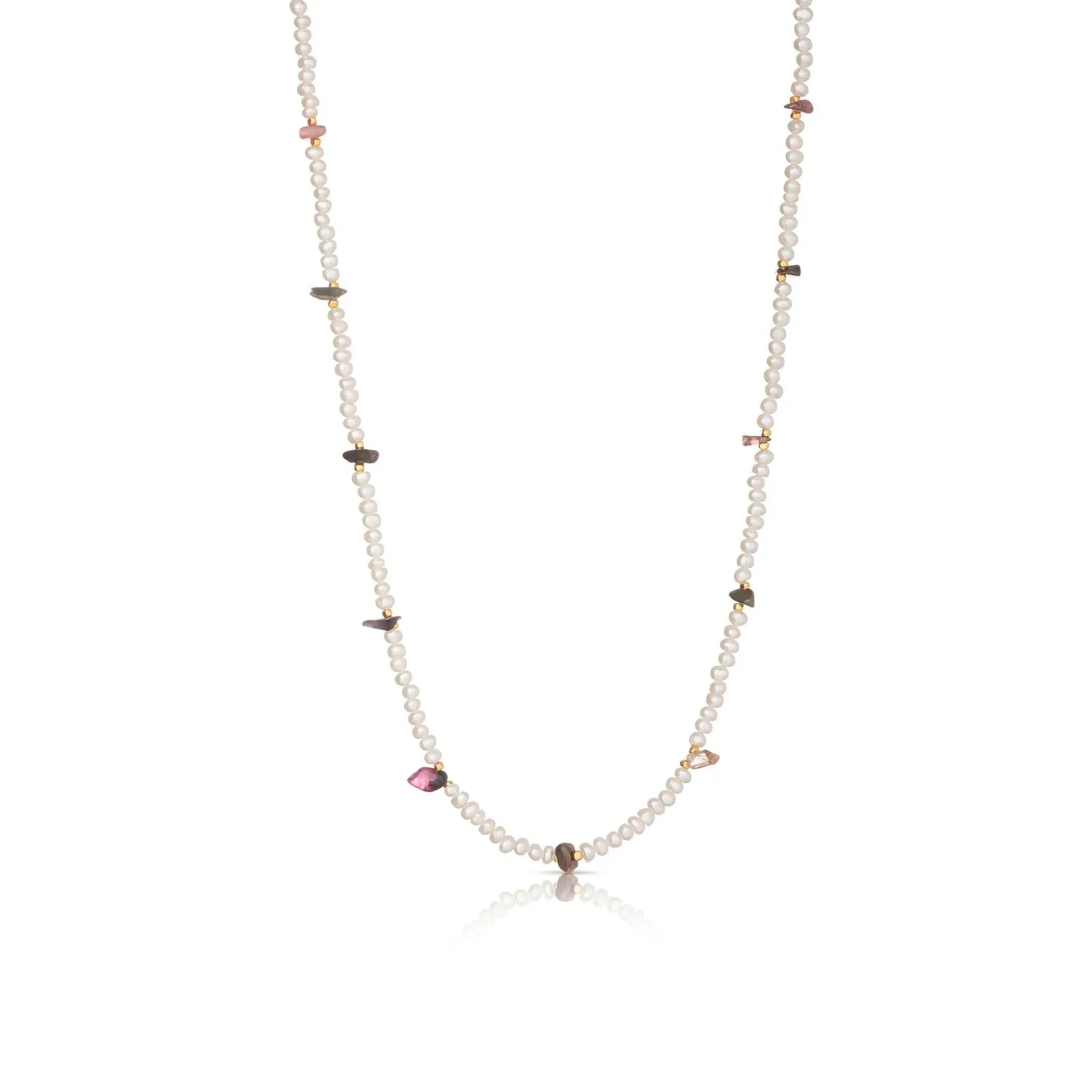 Gretel 18K Gold Plated Necklace w. Pearls & Tourmaline