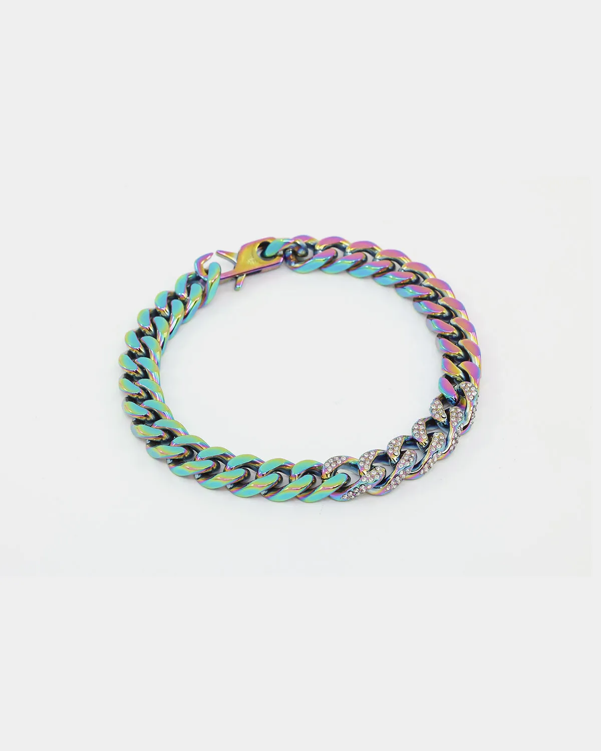 Guess Mainline 4DC 8mm Curb Chain Bracelet Iridescent