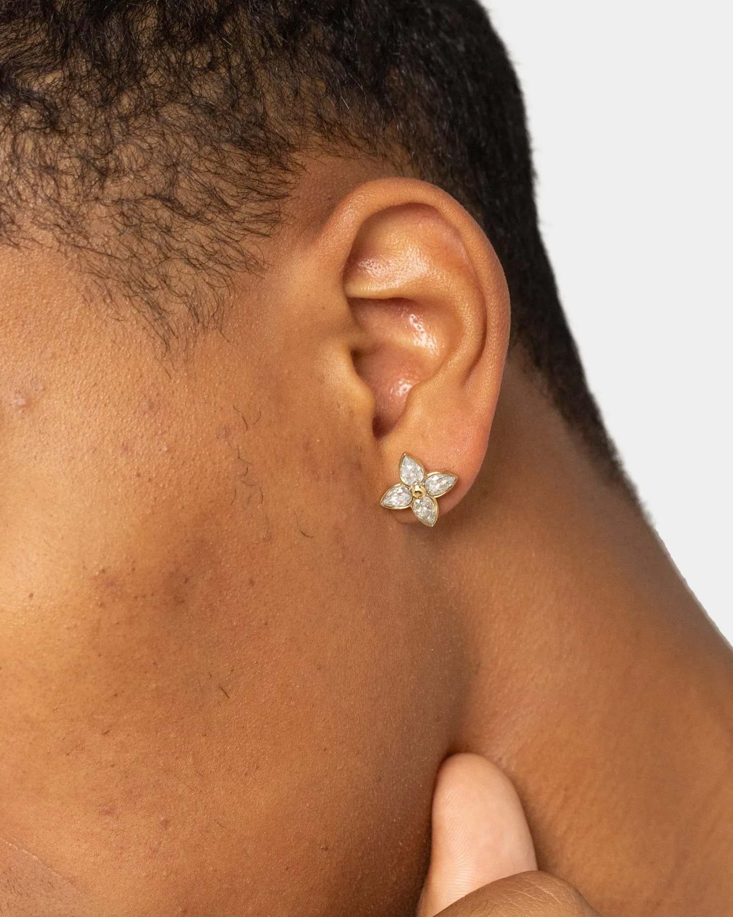 Guess Mainline Flower Party 12mm CZ Studs Earrings Gold