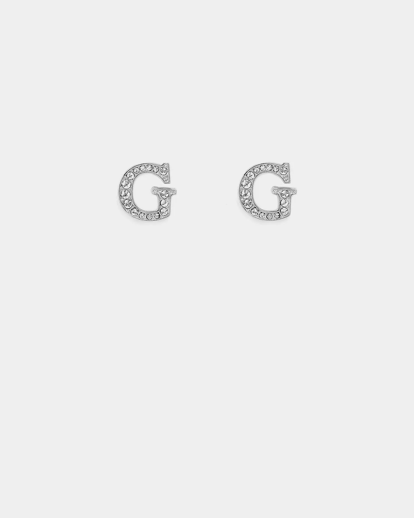 Guess Mainline Party Pave G Logo 9mm Stud Earrings Silver