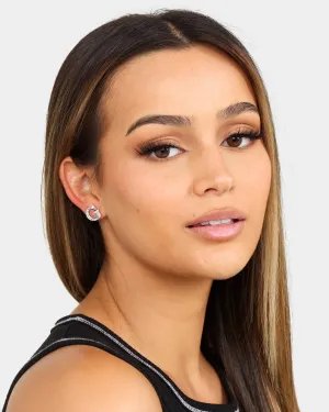 Guess Mainline Party Pave G Logo 9mm Stud Earrings Silver