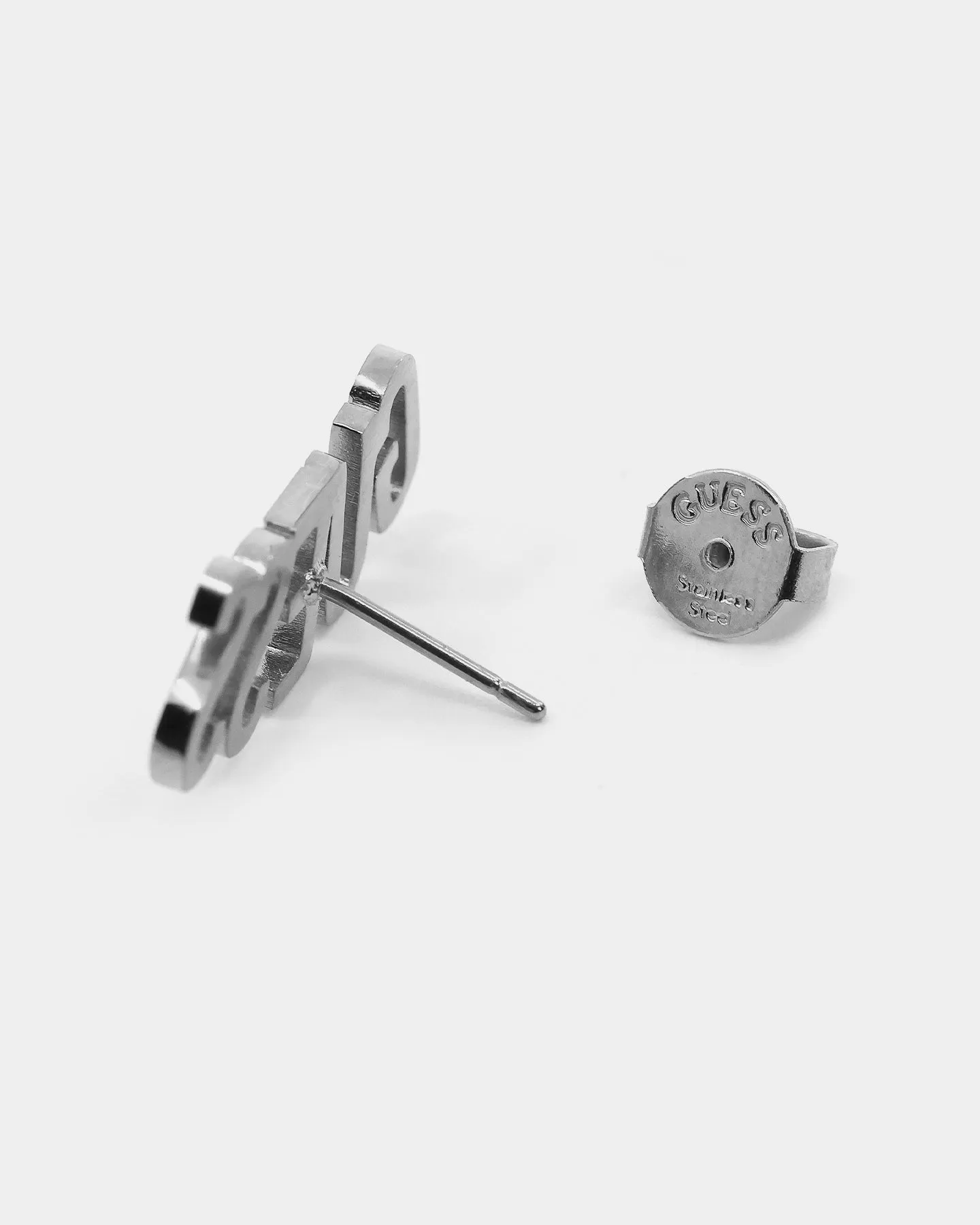 Guess Mainline Women's Guess Script Stud Earrings Silver