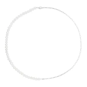 Half Pearls Silver Necklace w. Pearl