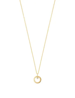 Halo 18K Gold Necklace w. Diamond 0.01 ct