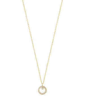 Halo 18K Gold Necklace w. Diamonds 0.06 ct