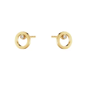 Halo 18K Gold Studs w. Diamonds 0.03 ct