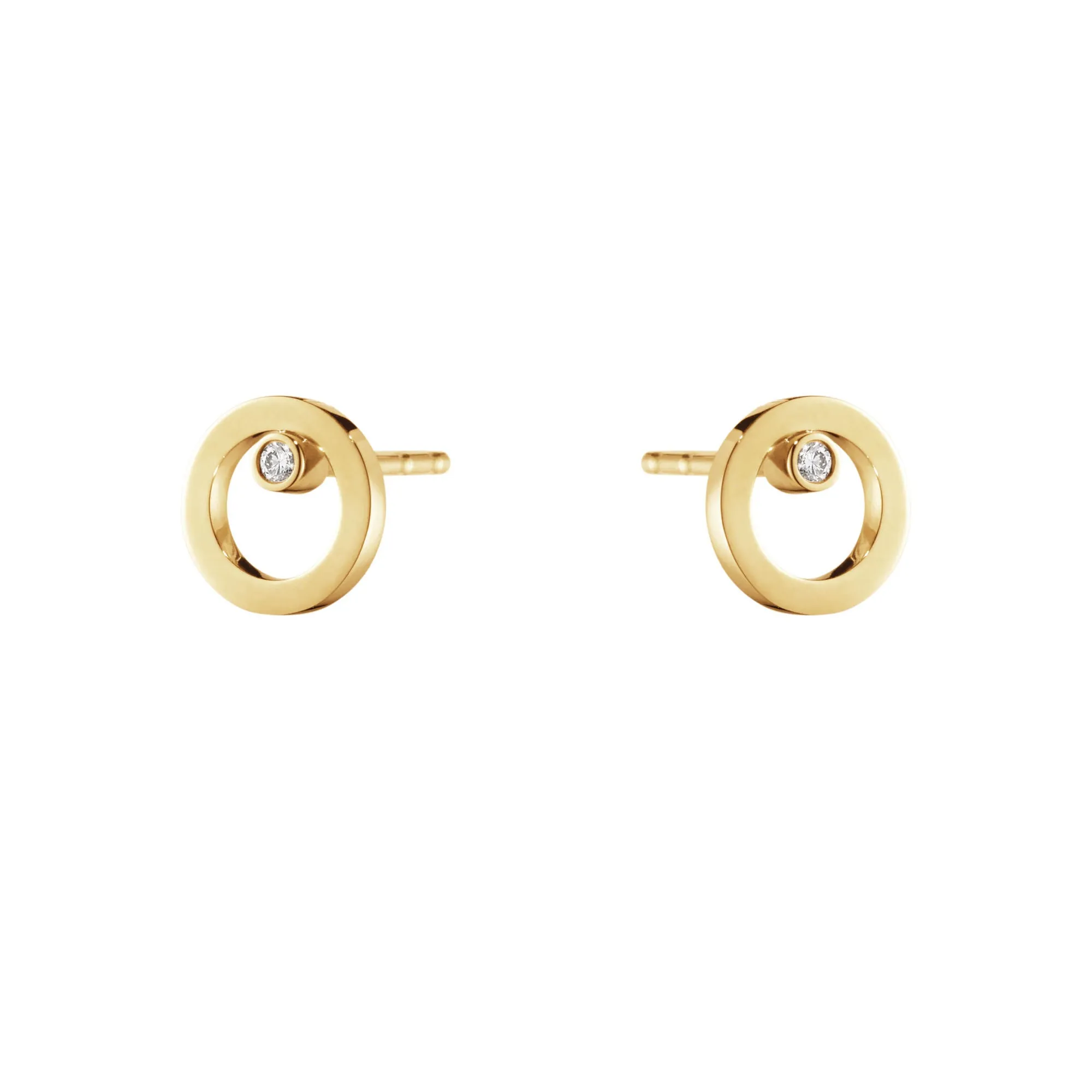 Halo 18K Gold Studs w. Diamonds 0.03 ct