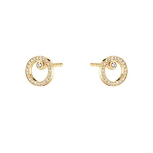 Halo 18K Gold Studs w. Diamonds 0.12 ct