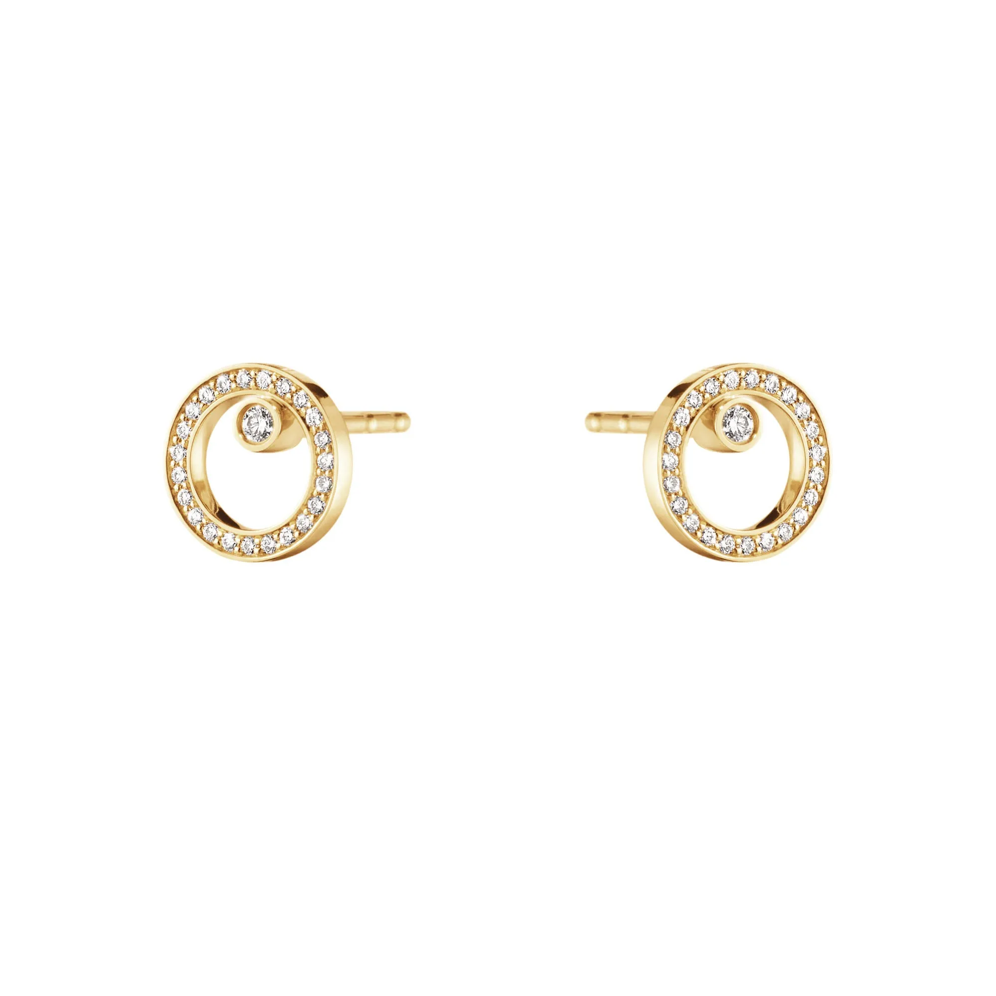 Halo 18K Gold Studs w. Diamonds 0.12 ct
