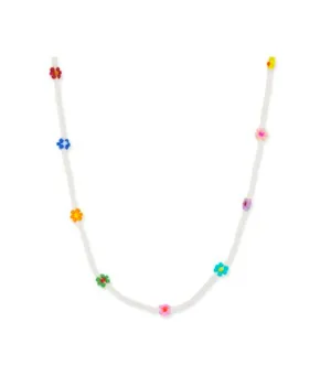 Handmade Beaded Floral Necklace ~ Ivory