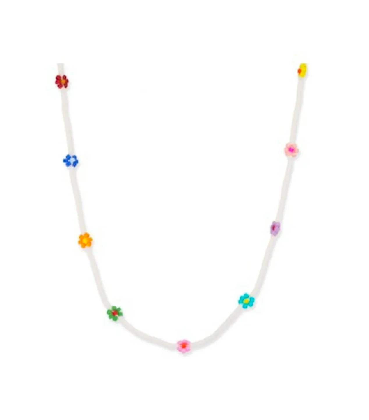 Handmade Beaded Floral Necklace ~ Ivory