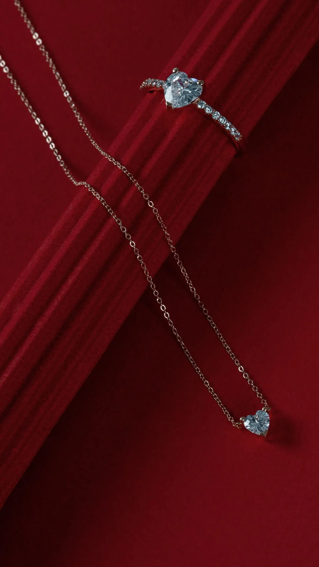 Heart 18K Rosegold Necklace w. Lab-grown Diamond