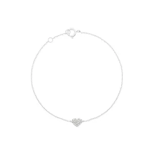 Heart 18K White Gold Bracelet w. Diamonds