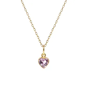 Heart Pink 18K Gold Necklace w. Sapphire