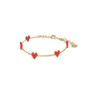 Heartsy Chain Bracelet ~ Red