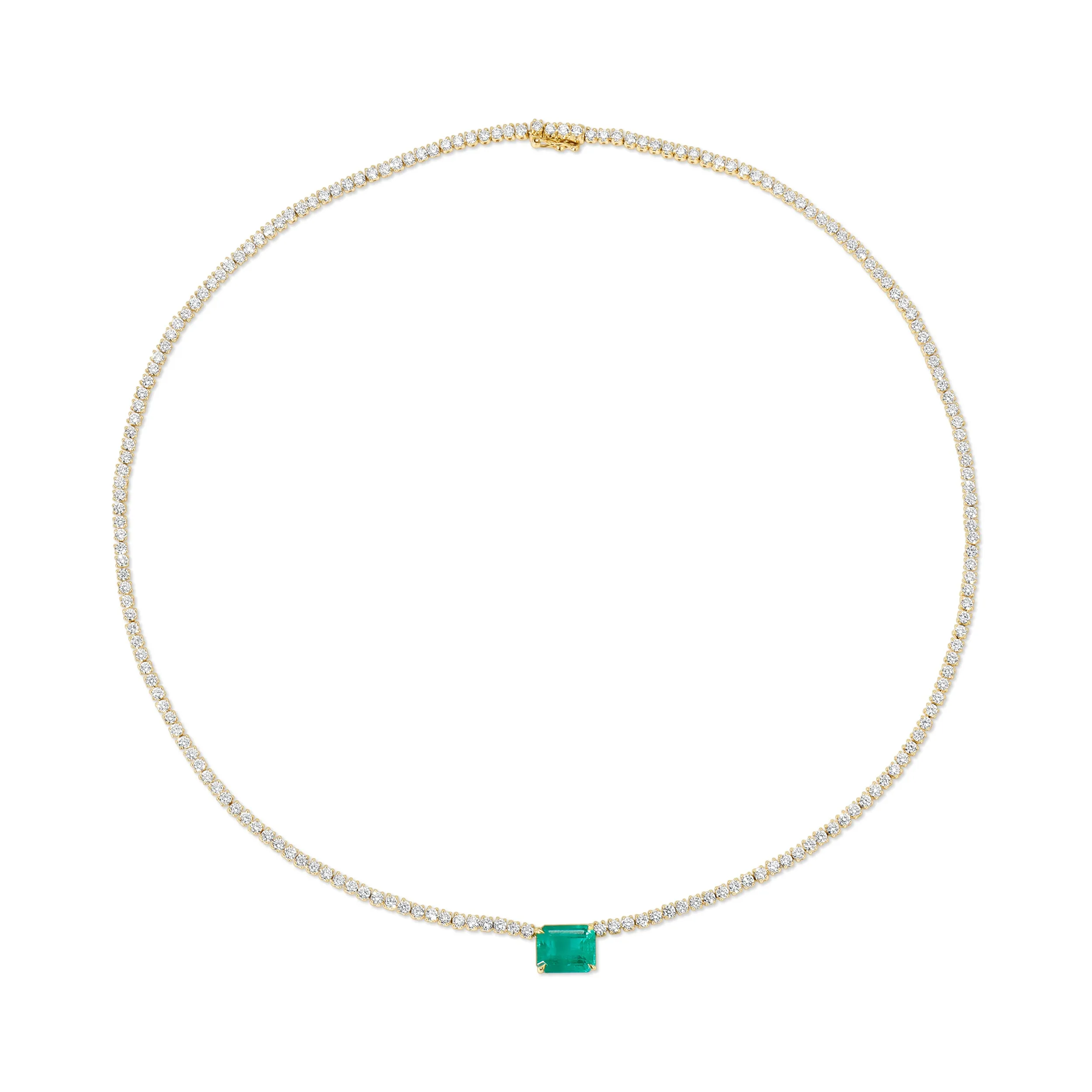 HEPBURN CHOKER WITH EMERALD CUT EMERALD CENTER Anita Ko