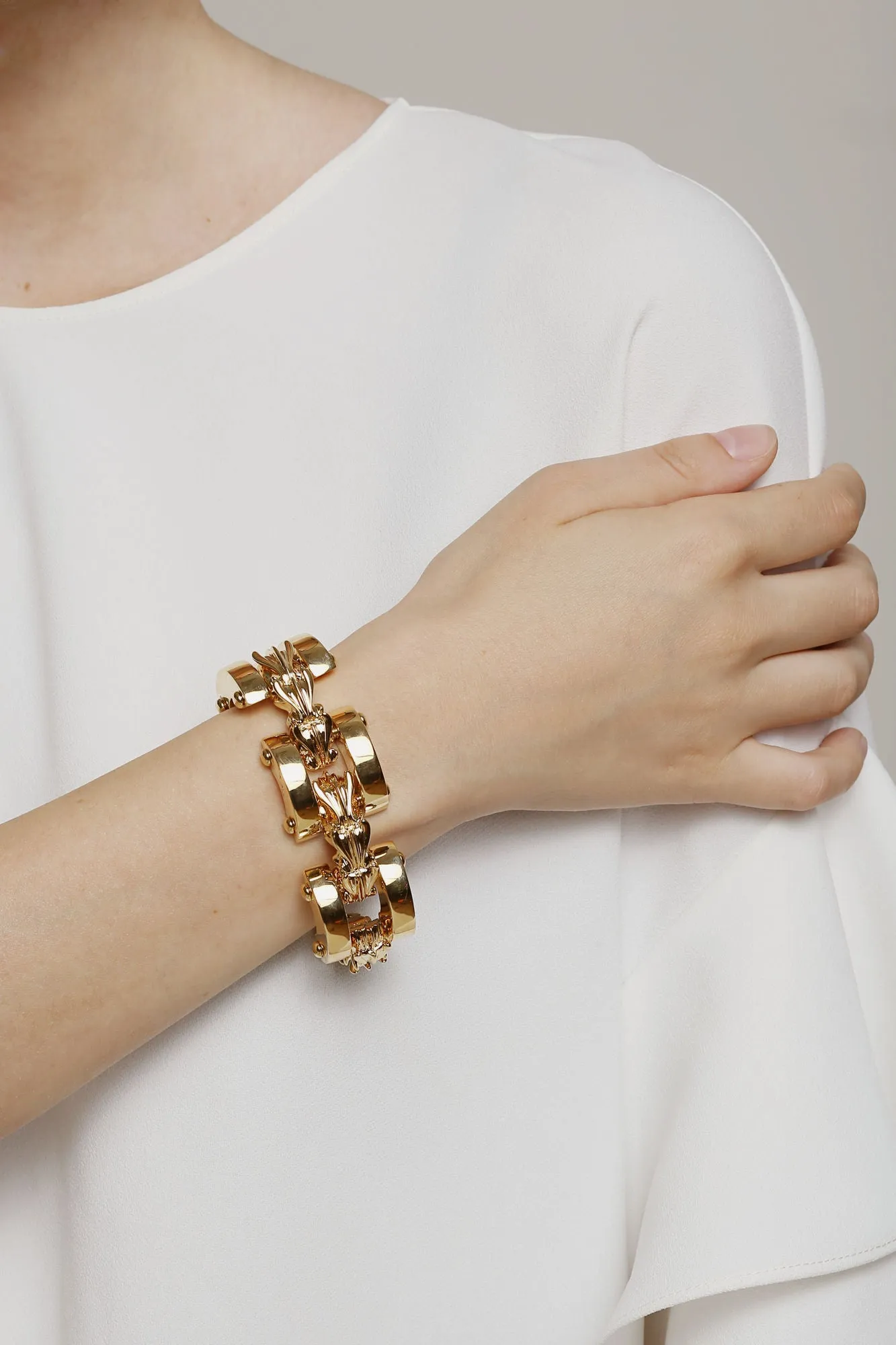 Hula Hoop Link Gold Plated Bracelet