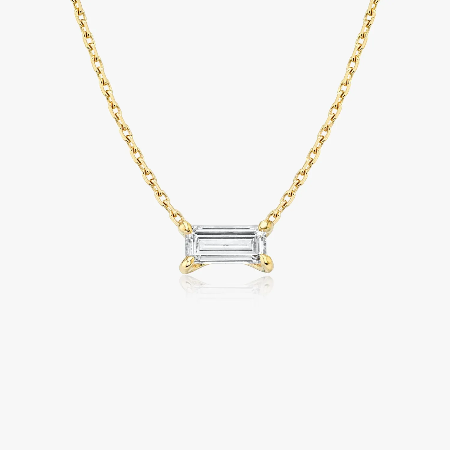 Iconic Baguette 14K Gold Necklace w. Lab-Grown Diamond